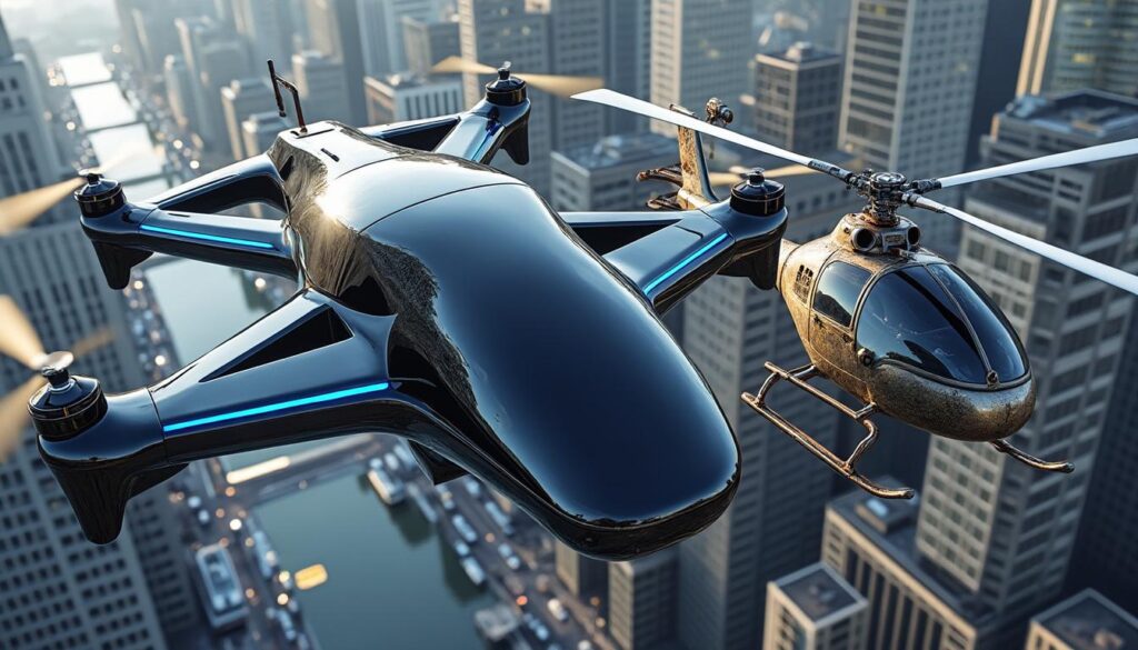 découvrez les différences entre drone taxi et hélicoptère, deux solutions de transport aérien innovantes, en termes de technologie, coûts, sécurité et usage.