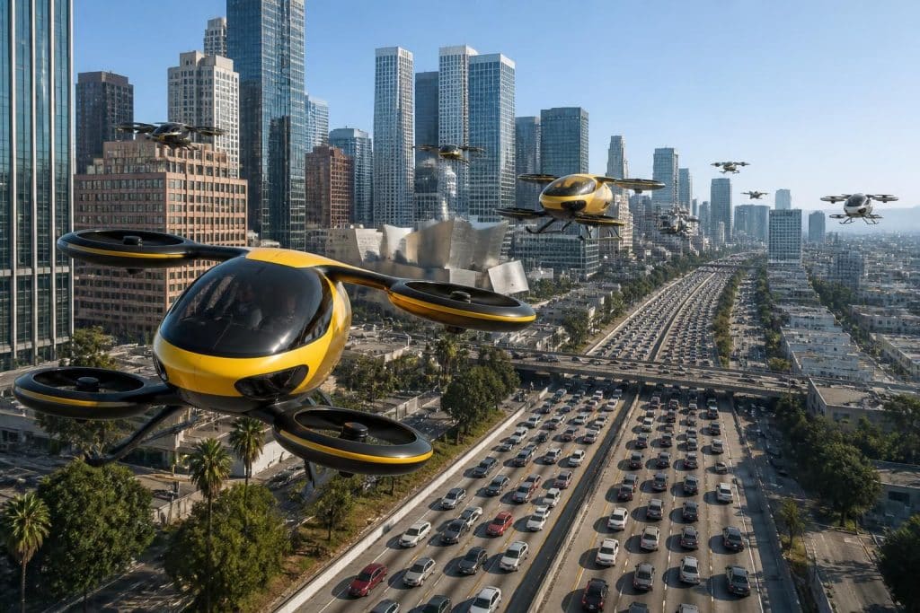 découvrez la solution innovante de l'opérateur de taxi volant urbain de los angeles pour éviter les embouteillages des freeways et gagner du temps lors de vos déplacements en ville.