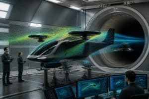 optimisation aérodynamique du fuselage du prototype de taxi volant électrique grâce à la validation rigoureuse des essais en soufflerie, visant à améliorer la performance et l'efficacité énergétique.