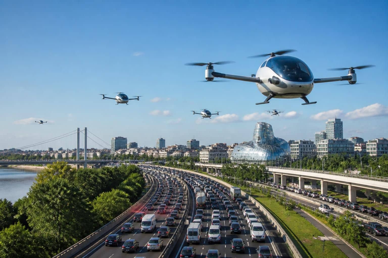 découvrez comment les itinéraires dédiés du projet de taxi volant à bordeaux métropole permettent de contourner la rocade engorgée et facilitent vos déplacements urbains.