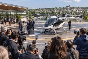 découvrez la couverture médiatique de l’inauguration du vertiport de pontoise, relayée par l’afp, et les enjeux des taxis volants pour le grand public.