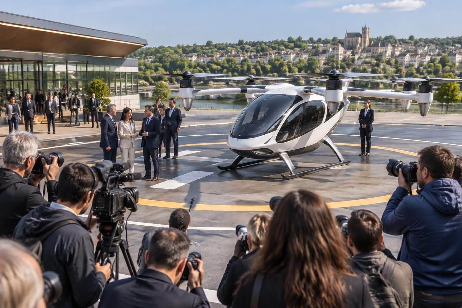 découvrez la couverture médiatique de l’inauguration du vertiport de pontoise, relayée par l’afp, et les enjeux des taxis volants pour le grand public.